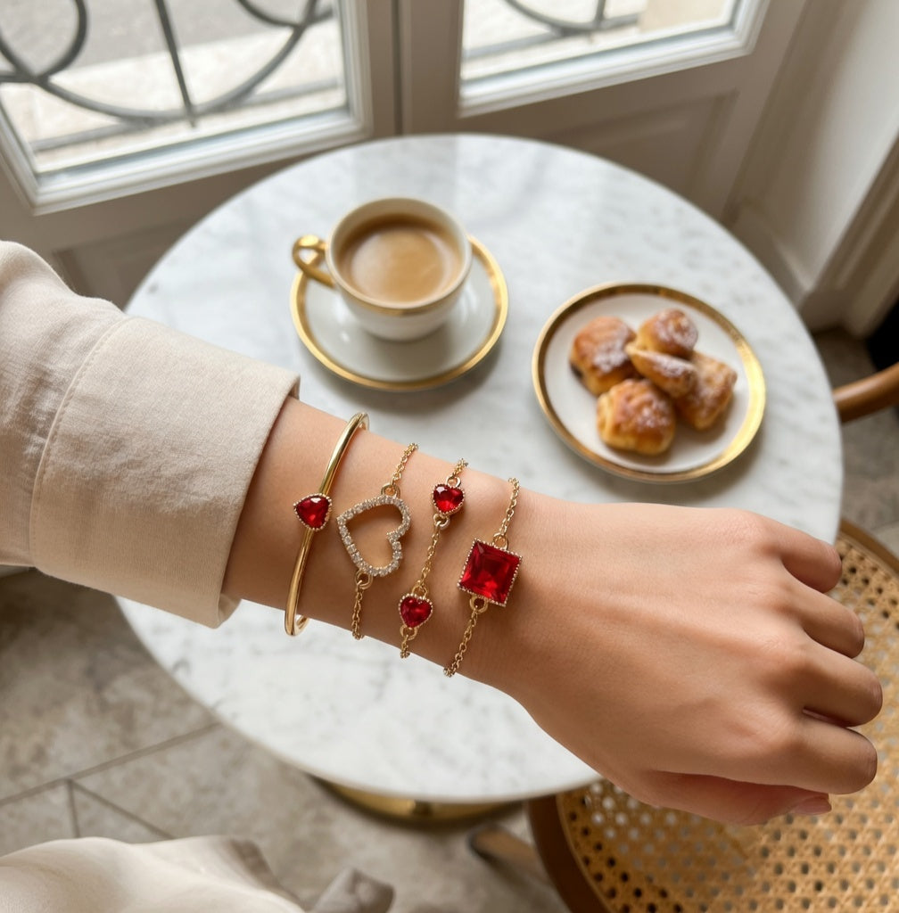 Crimson Charm Bracelet Set