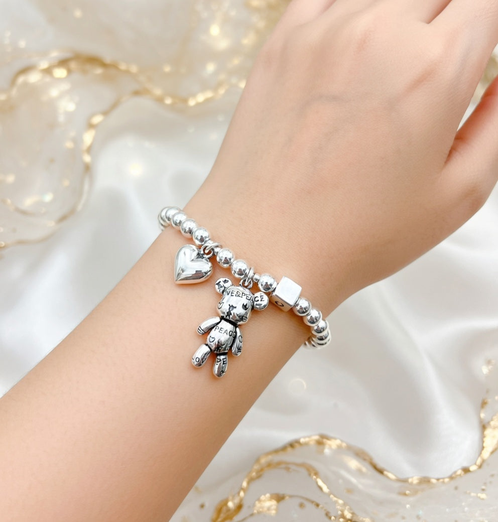 Silver Bear Charm Bracelet