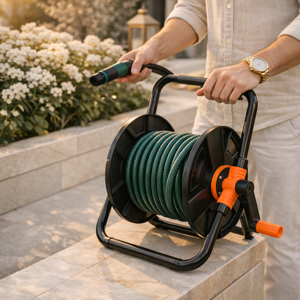Compact Single Arm Garden Hose Reel