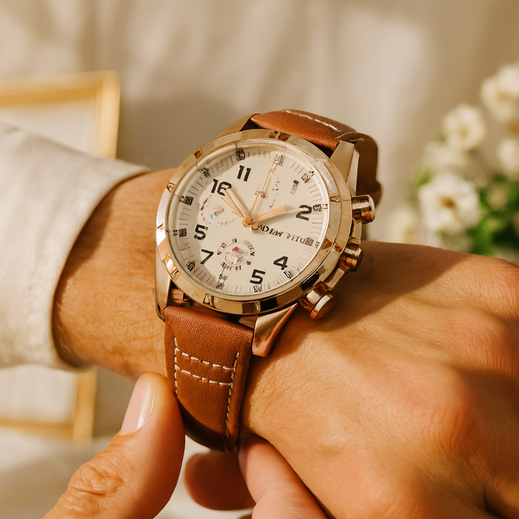 GrandDial Leather Business Watch