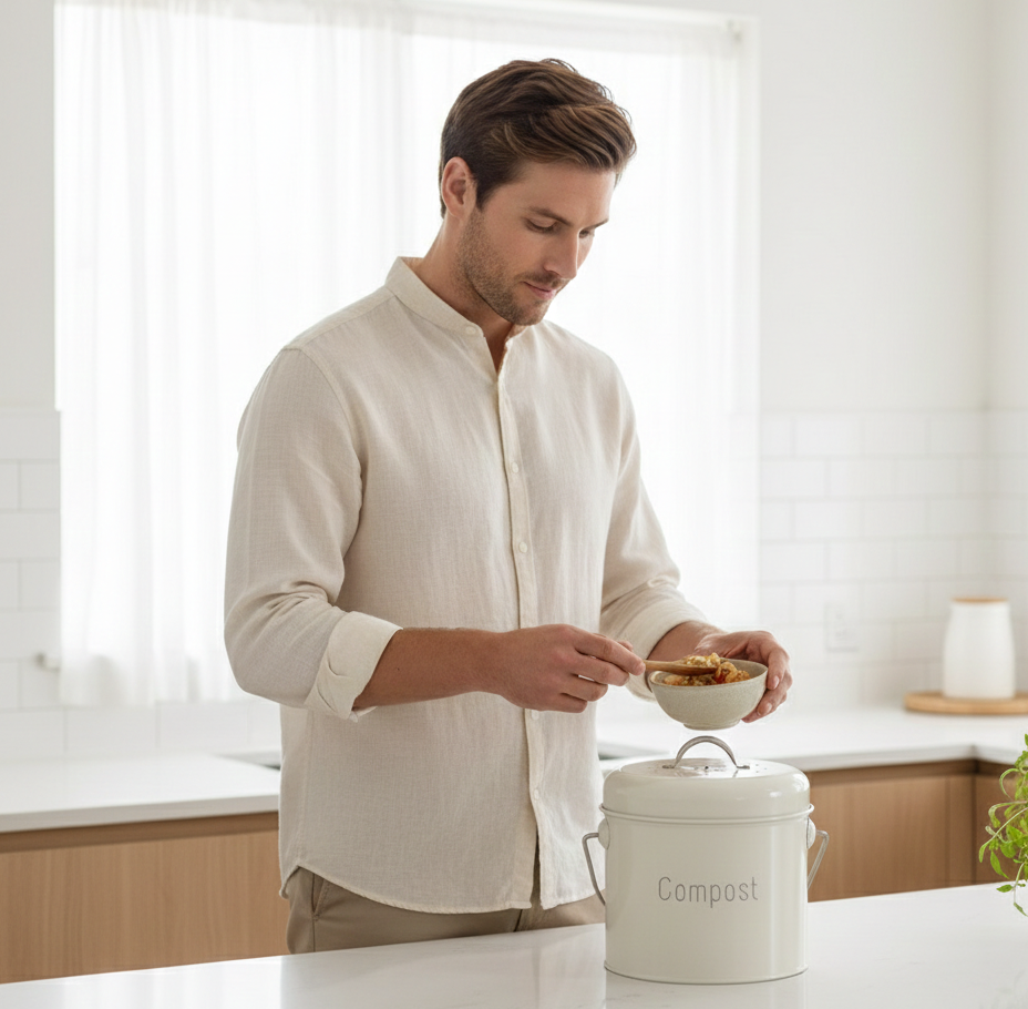 Compact Stainless Steel Compost Pail