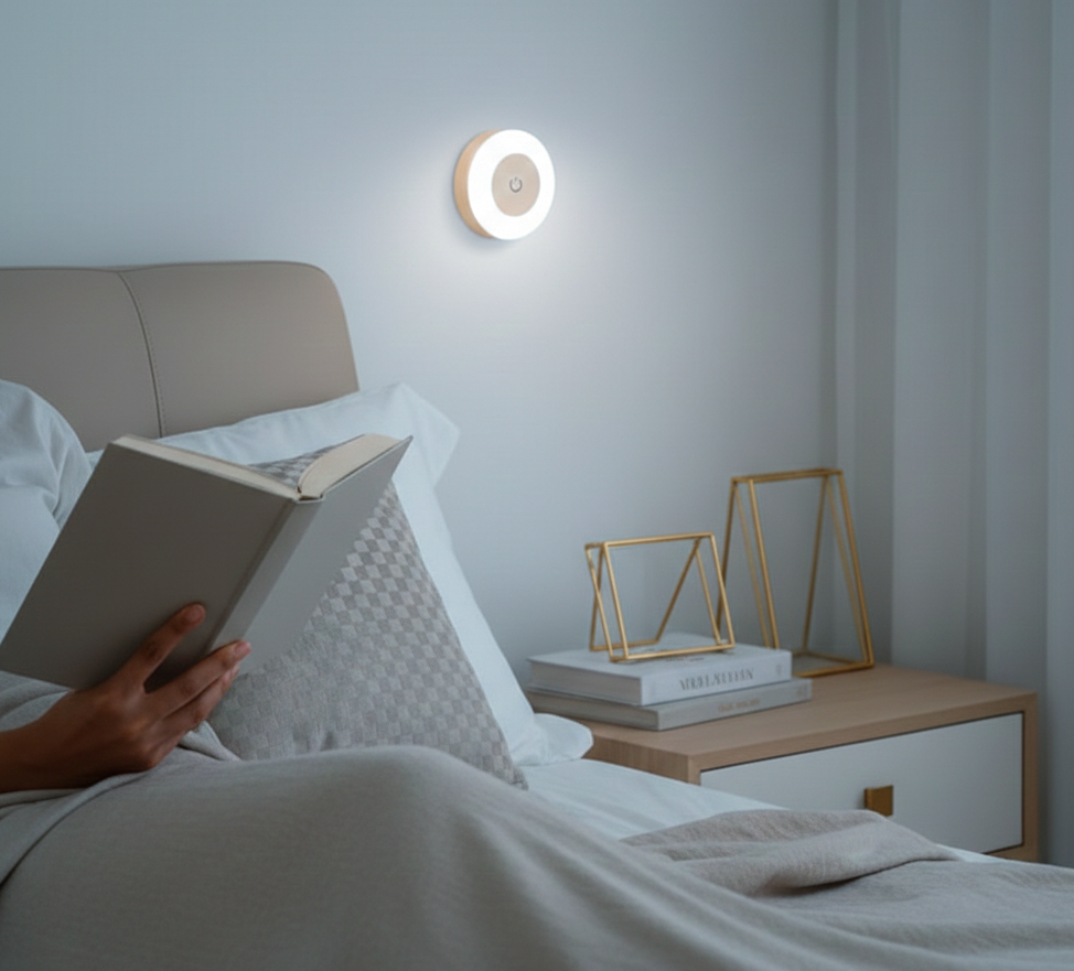 Round Night Light with a Dimmable Touch Switch