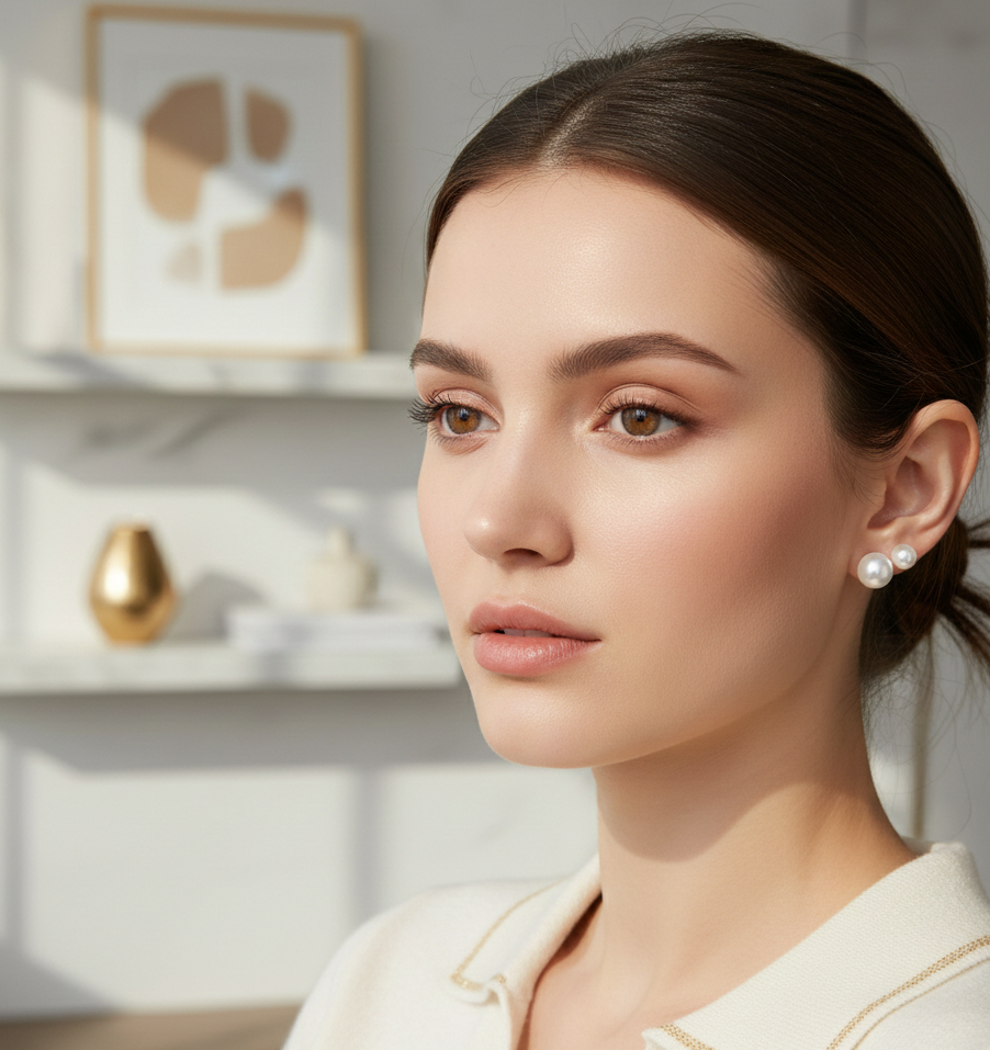 Luna Two-Sided Pearl Studs