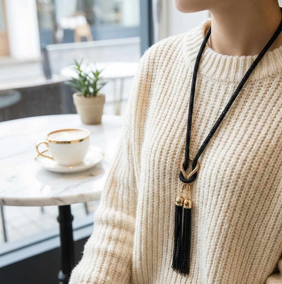 TasselCharm Long Pendant Necklace