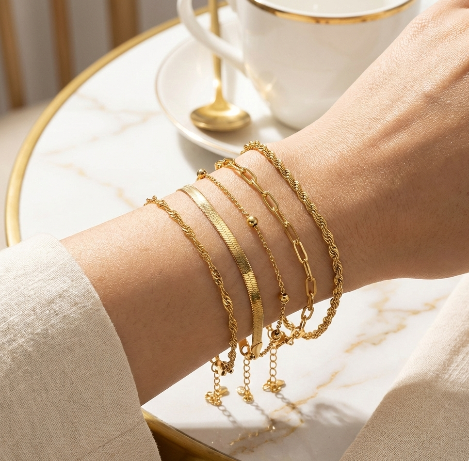LumiFine Gold Bracelet Set