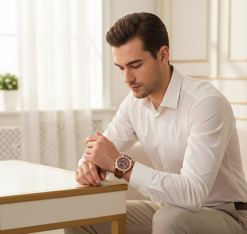 GrandDial Leather Business Watch