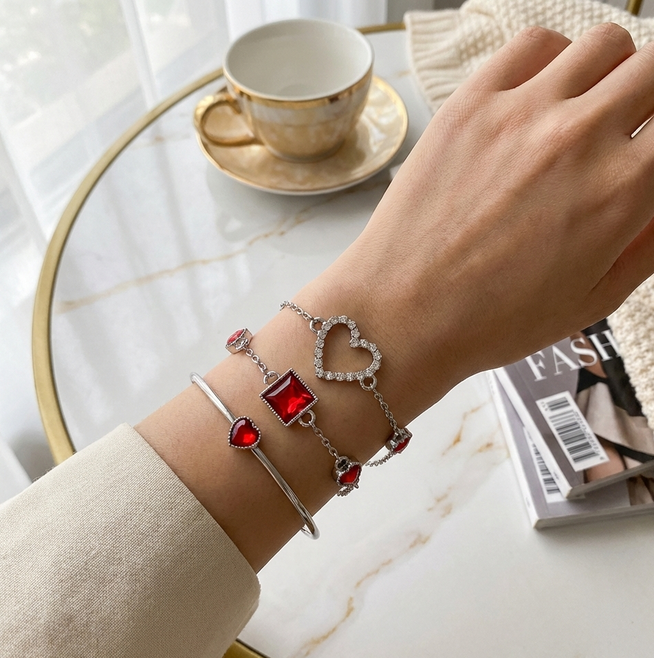 Crimson Charm Bracelet Set