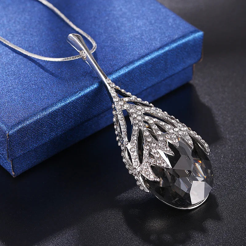 SilverHaze Long Crystal Necklace