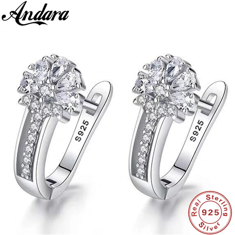 Andara Zircon Flower Hoops