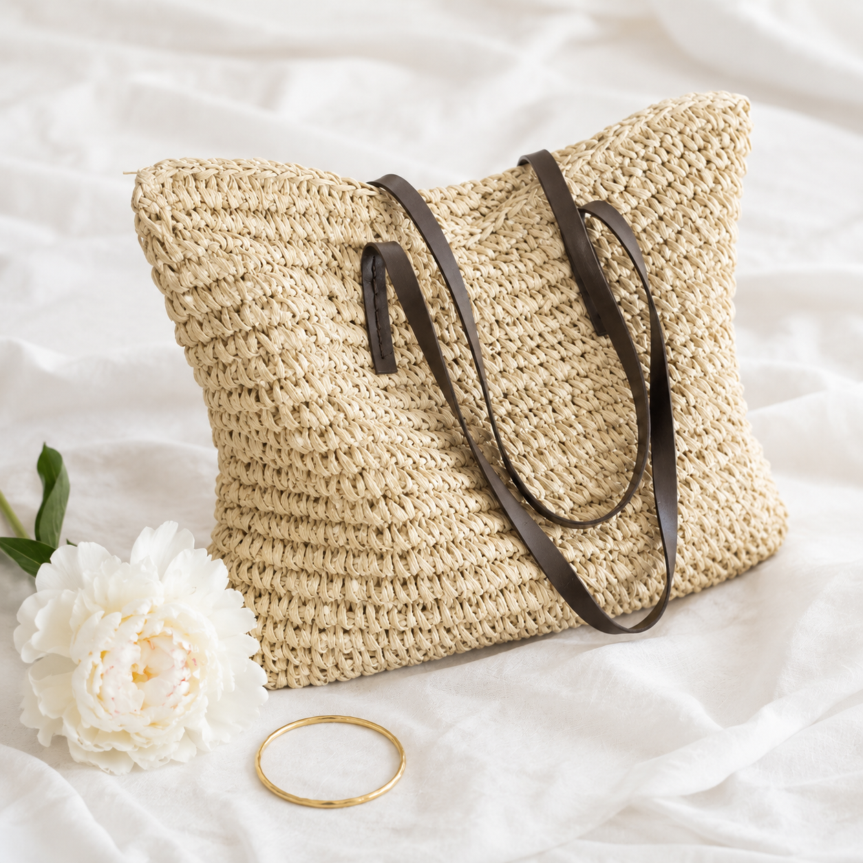 LuxTote Woven Shoulder Bag
