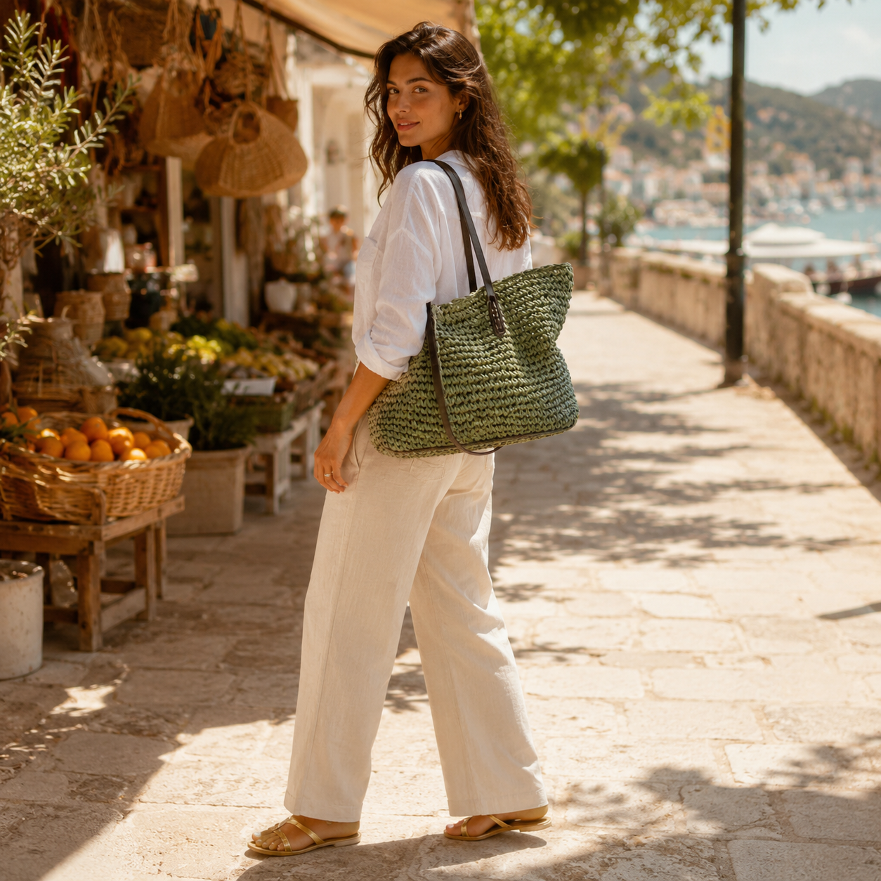 LuxTote Woven Shoulder Bag