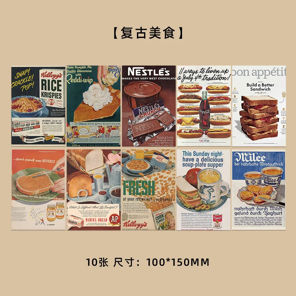 Retro Food Wall Postcards