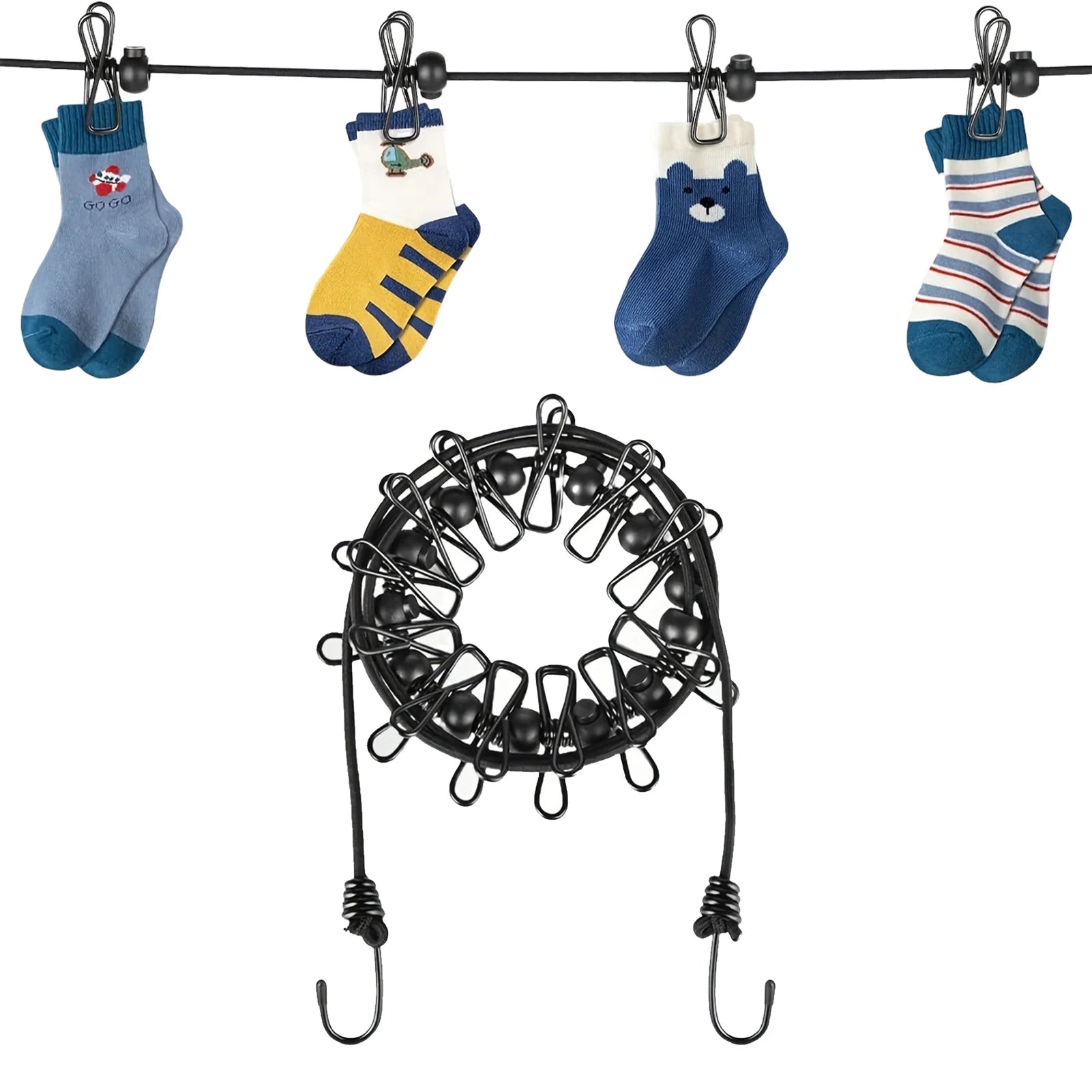 Portable Travel Clothesline with 12 Clips