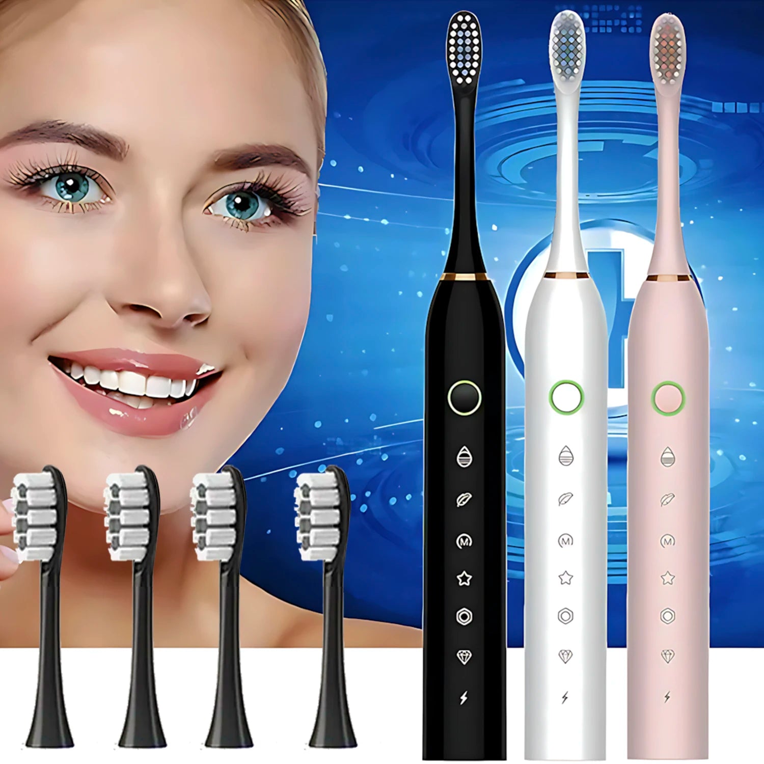 Electric Toothbrush with 6-Speed Modes & Timer