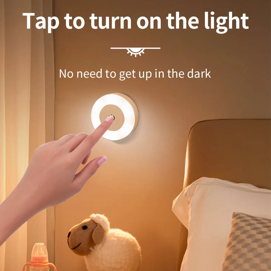 Round Night Light with a Dimmable Touch Switch