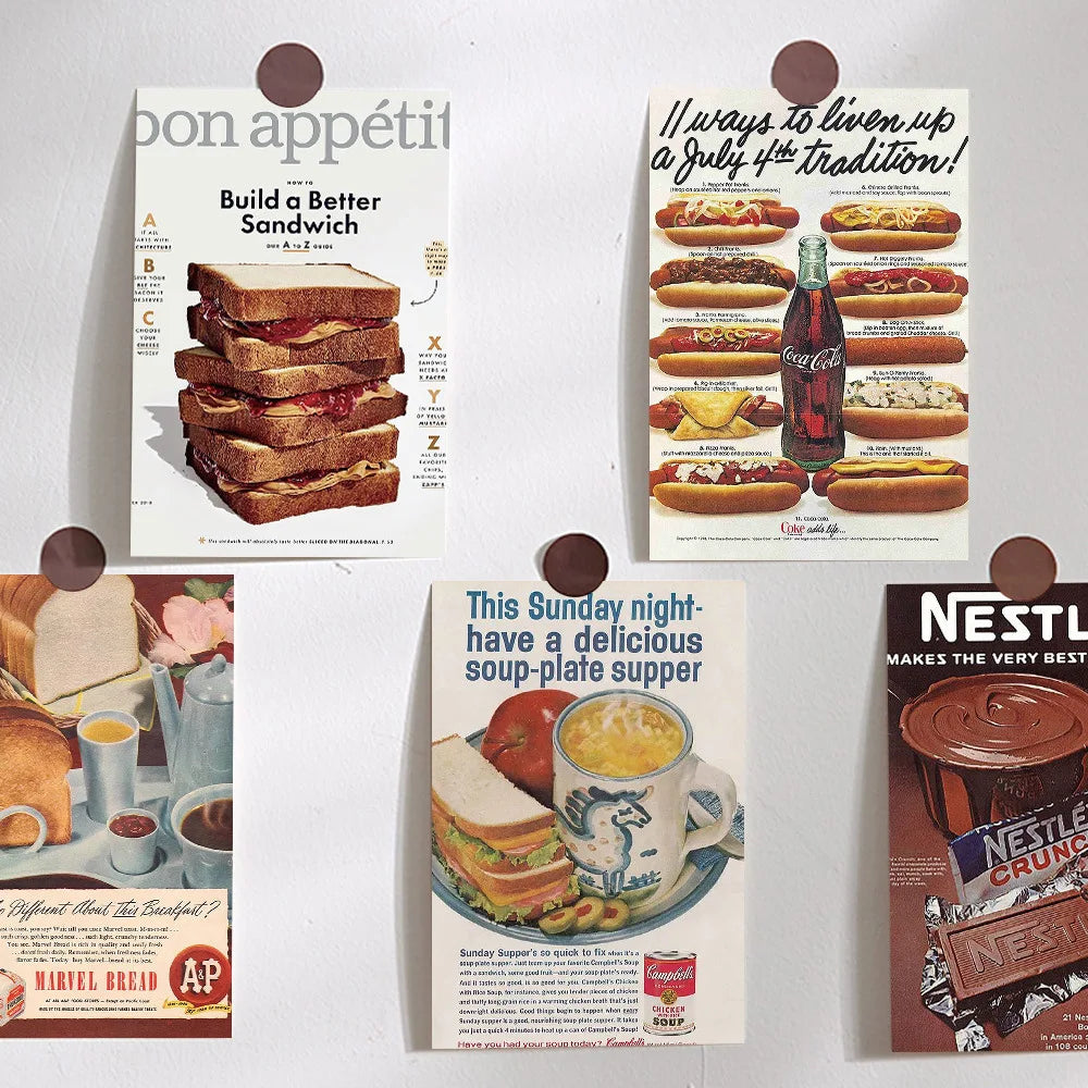 Retro Food Wall Postcards