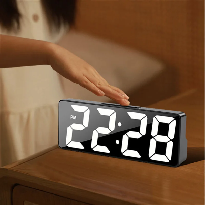 MirrorGlow LED Digital Alarm Clock with Temperature Display
