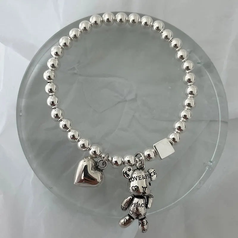 Silver Bear Charm Bracelet