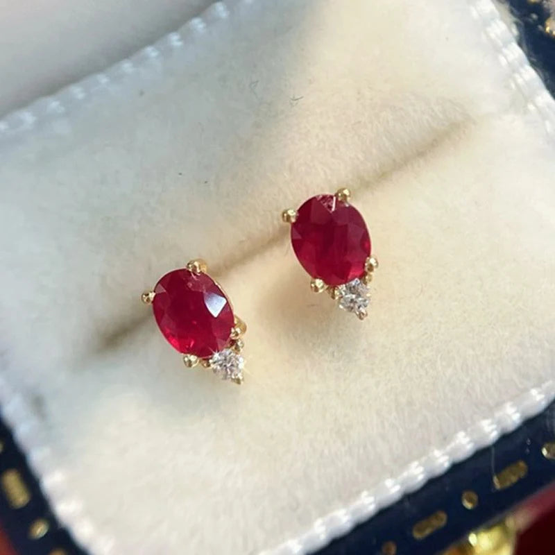 Nova Chic Red Oval Earrings