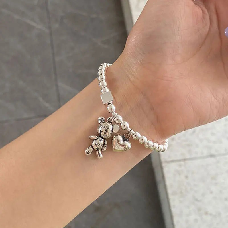 Silver Bear Charm Bracelet
