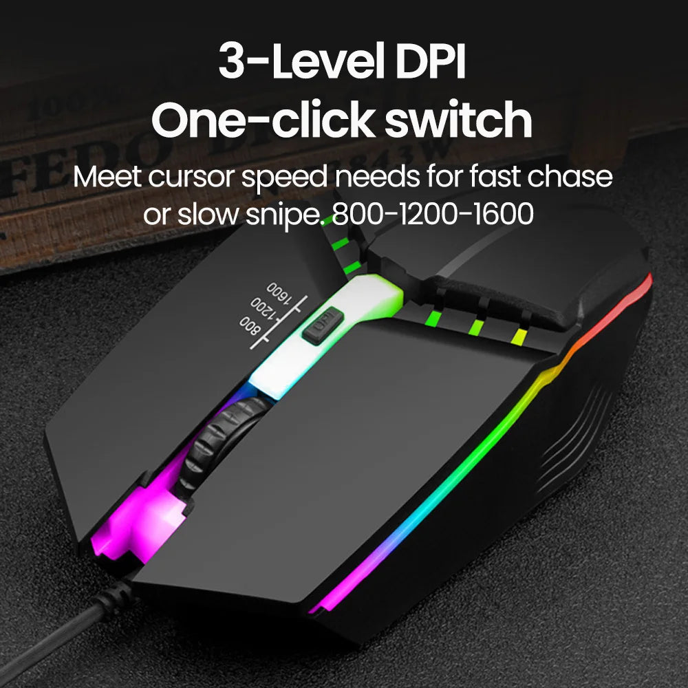 RGB Wired Silent Click Gaming Mouse