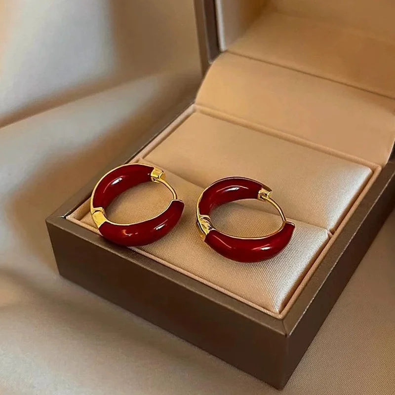 Luna Red Circle Ear Buckles