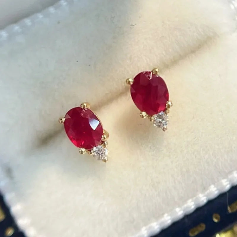 Nova Chic Red Oval Earrings