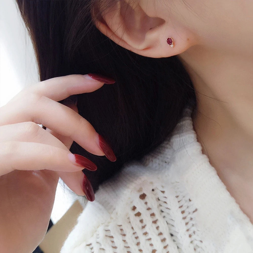 Nova Chic Red Oval Earrings