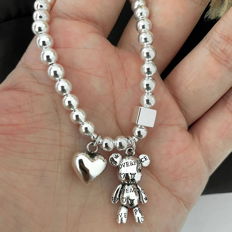 Silver Bear Charm Bracelet