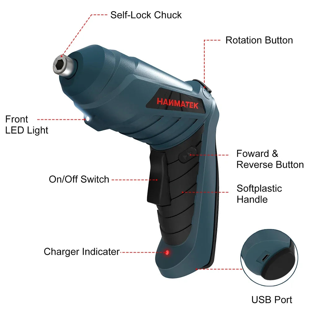 Rechargeable Mini Electric Screwdriver Kit