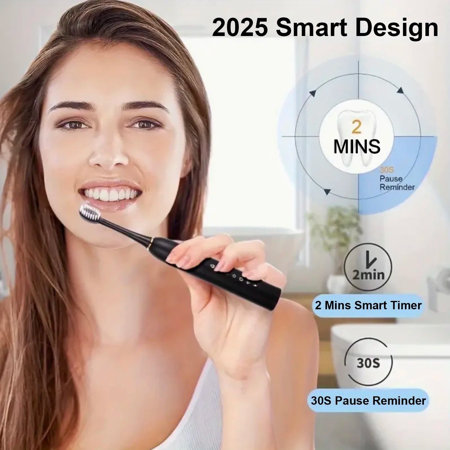 Electric Toothbrush with 6-Speed Modes & Timer