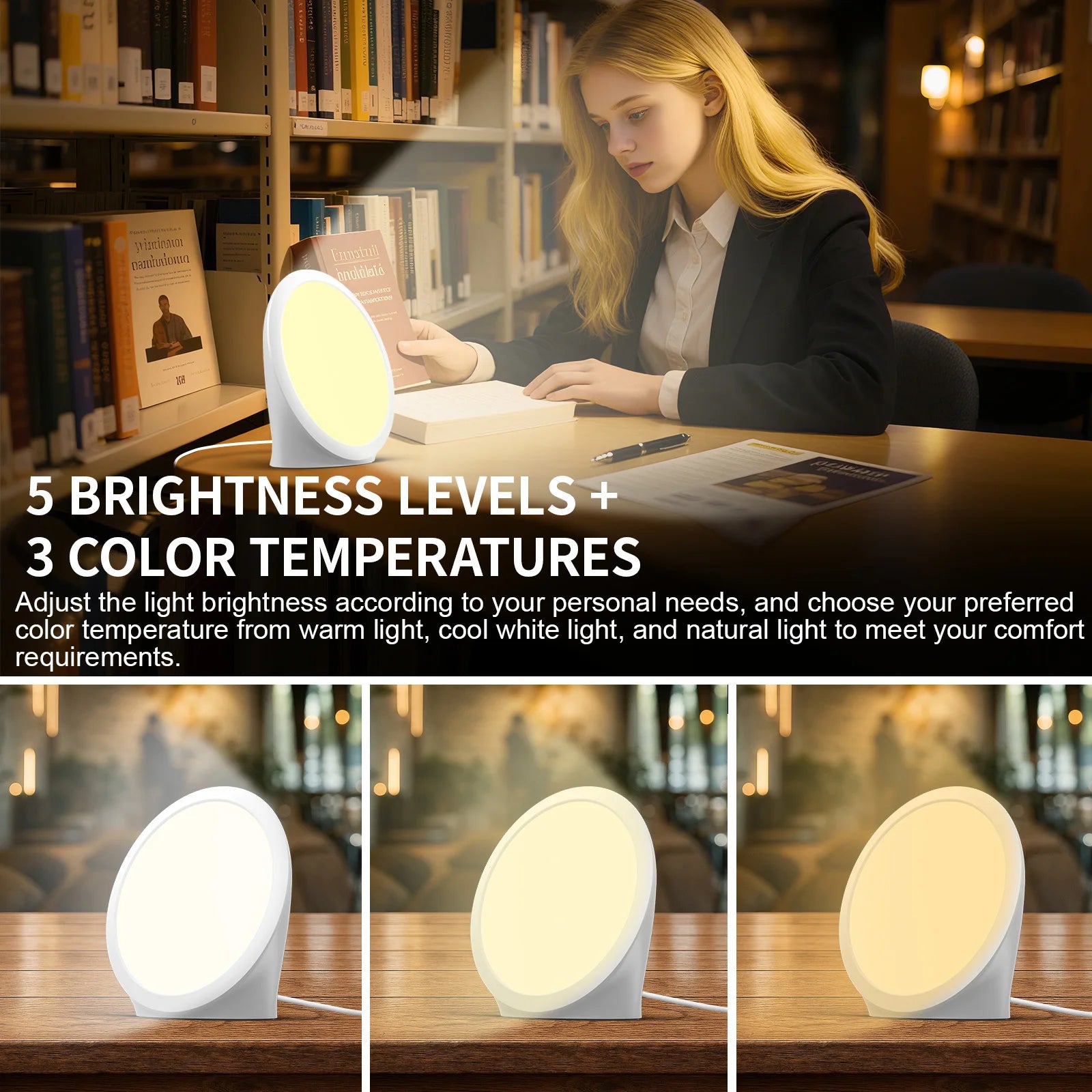 Adjustable Brightness Daylight Lamp for Study & Focus