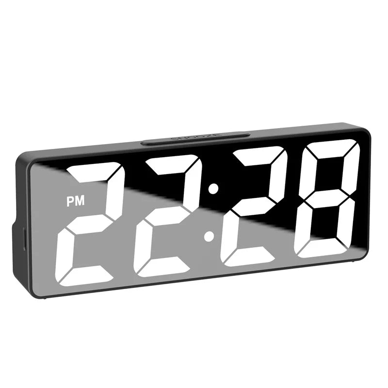 MirrorGlow LED Digital Alarm Clock with Temperature Display