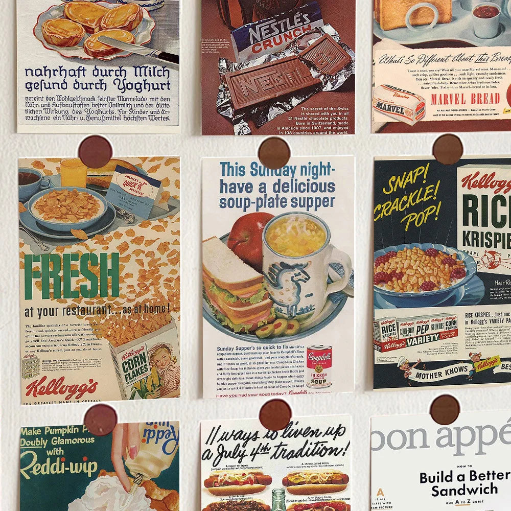 Retro Food Wall Postcards