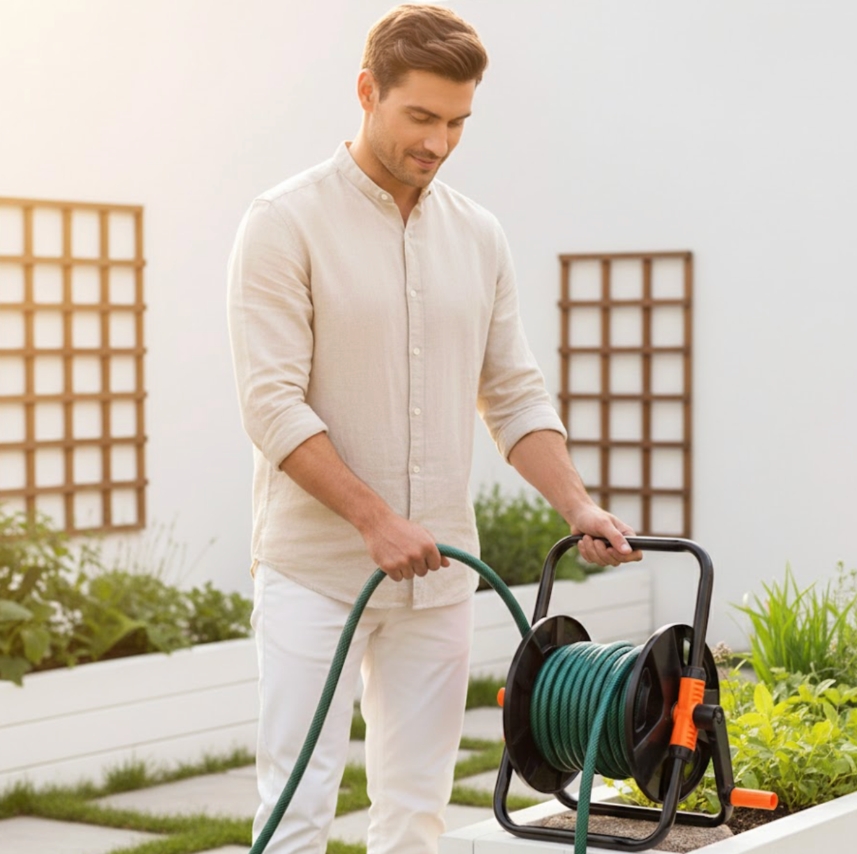 Compact Single Arm Garden Hose Reel