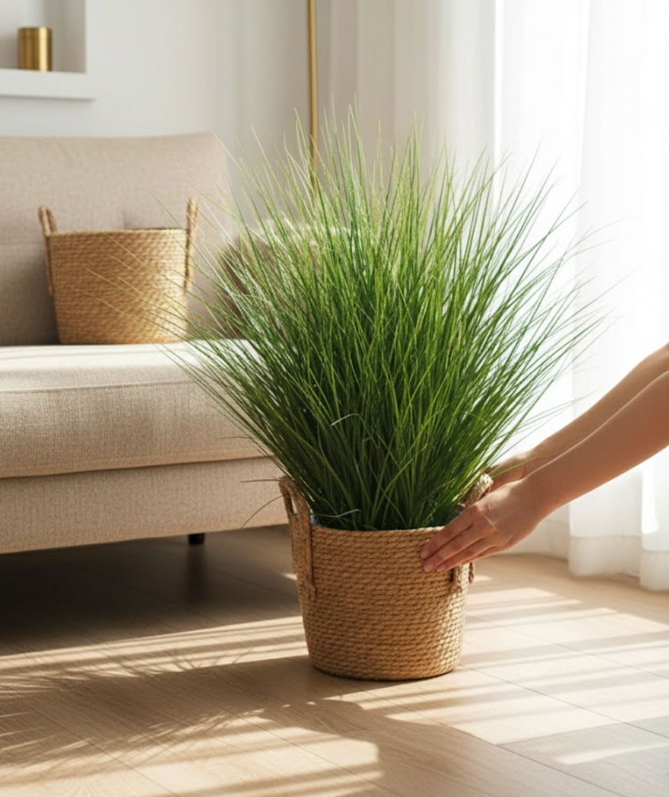 Nordic Weave Straw Planter Basket