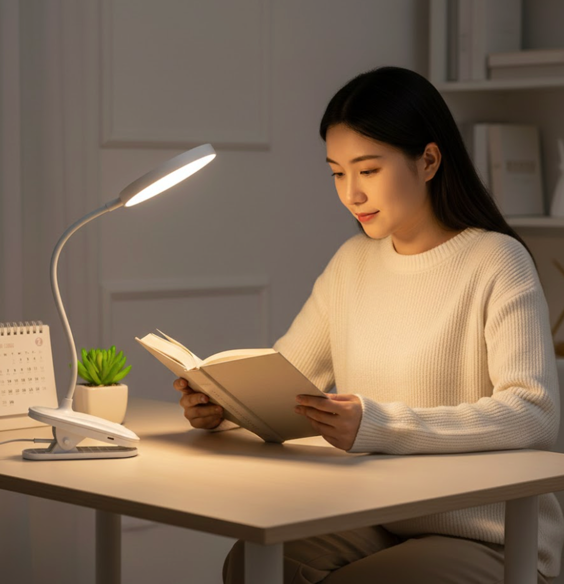 USB Rechargeable Folding Clamp LED Desk Lamp