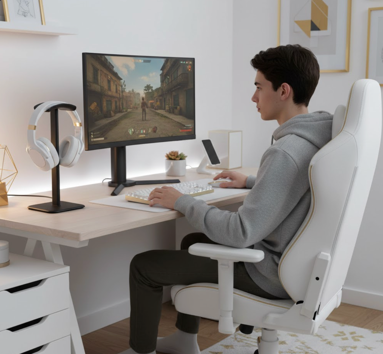 Headphone Stand – Soft-Touch Arm & Solid ABS Base