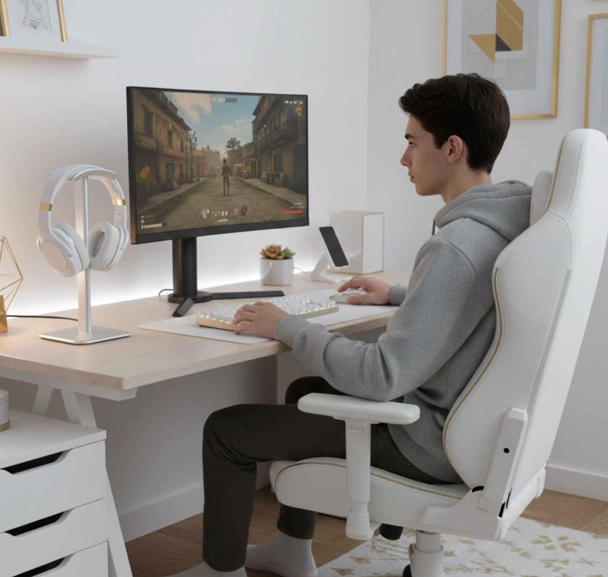 Headphone Stand – Soft-Touch Arm & Solid ABS Base