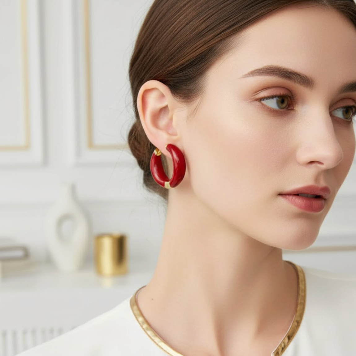 Luna Red Circle Ear Buckles