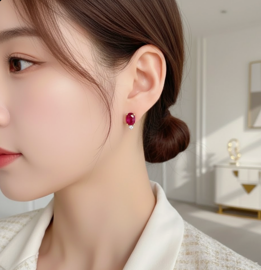 Nova Chic Red Oval Earrings