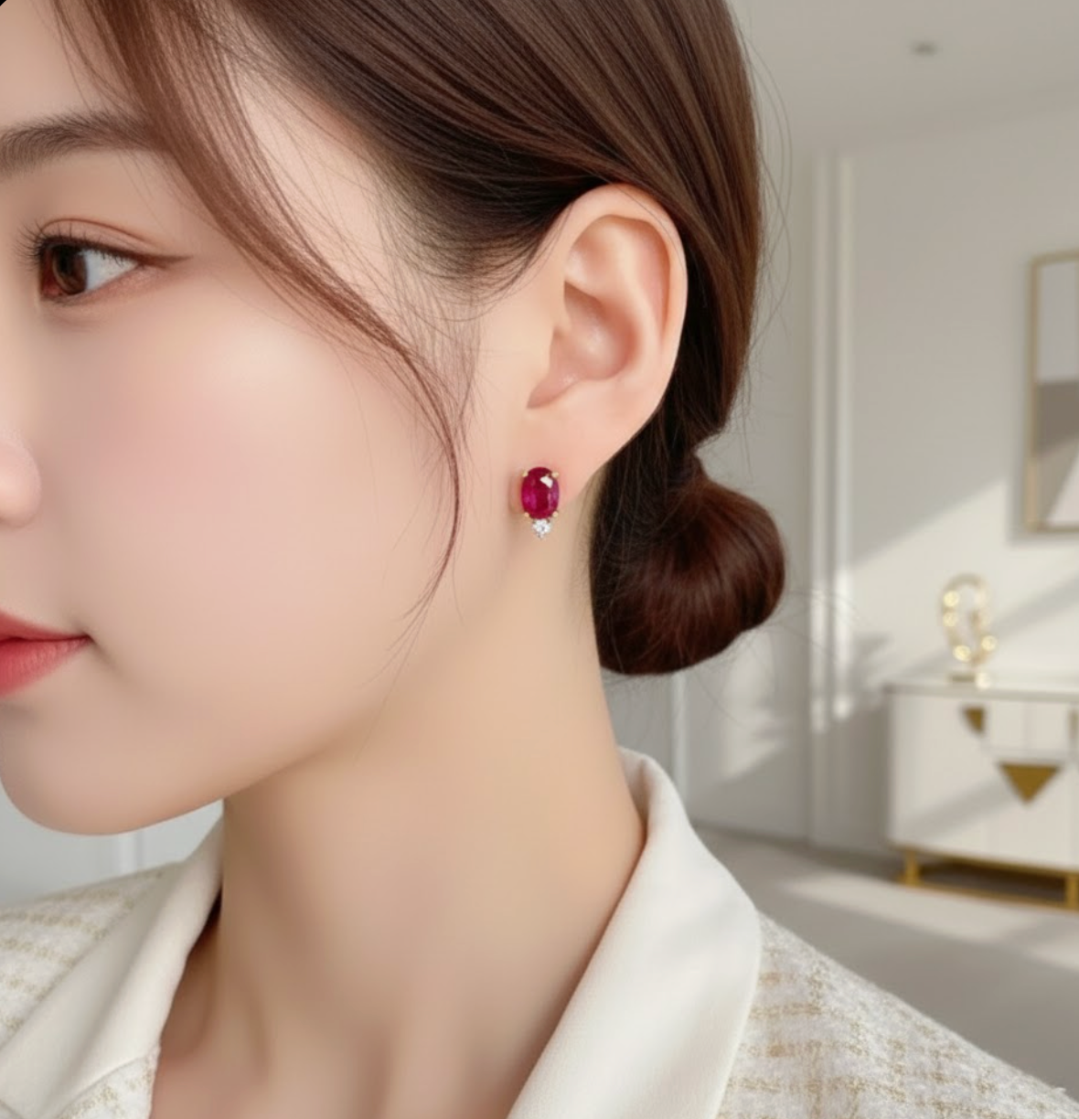 Nova Chic Red Oval Earrings