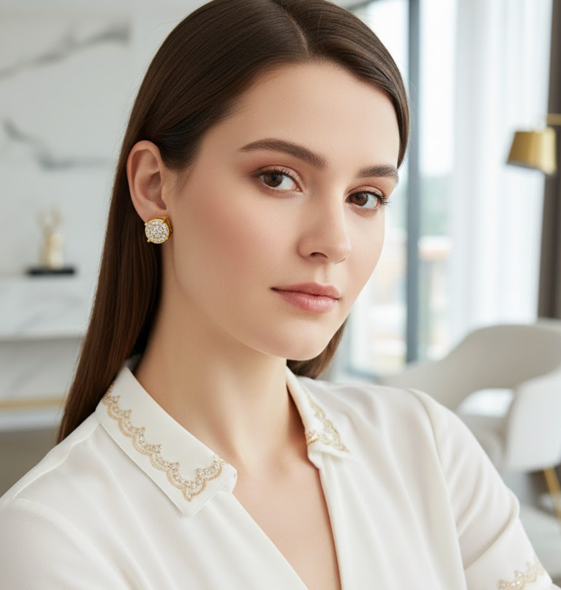 Véra Minimalist Gold & Diamond Earrings