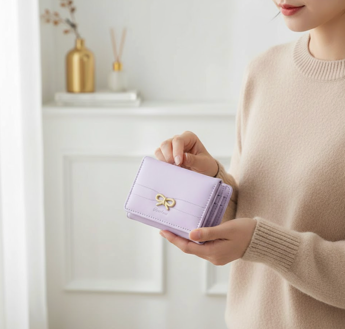 Aesthetic Bow Card Holder Purse