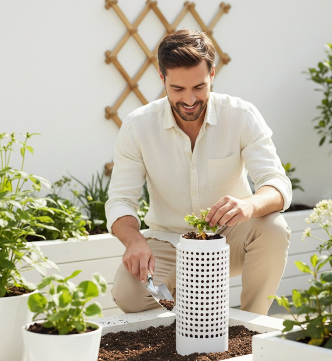 Compact White Earthworm Compost Bin – Garden & Courtyard