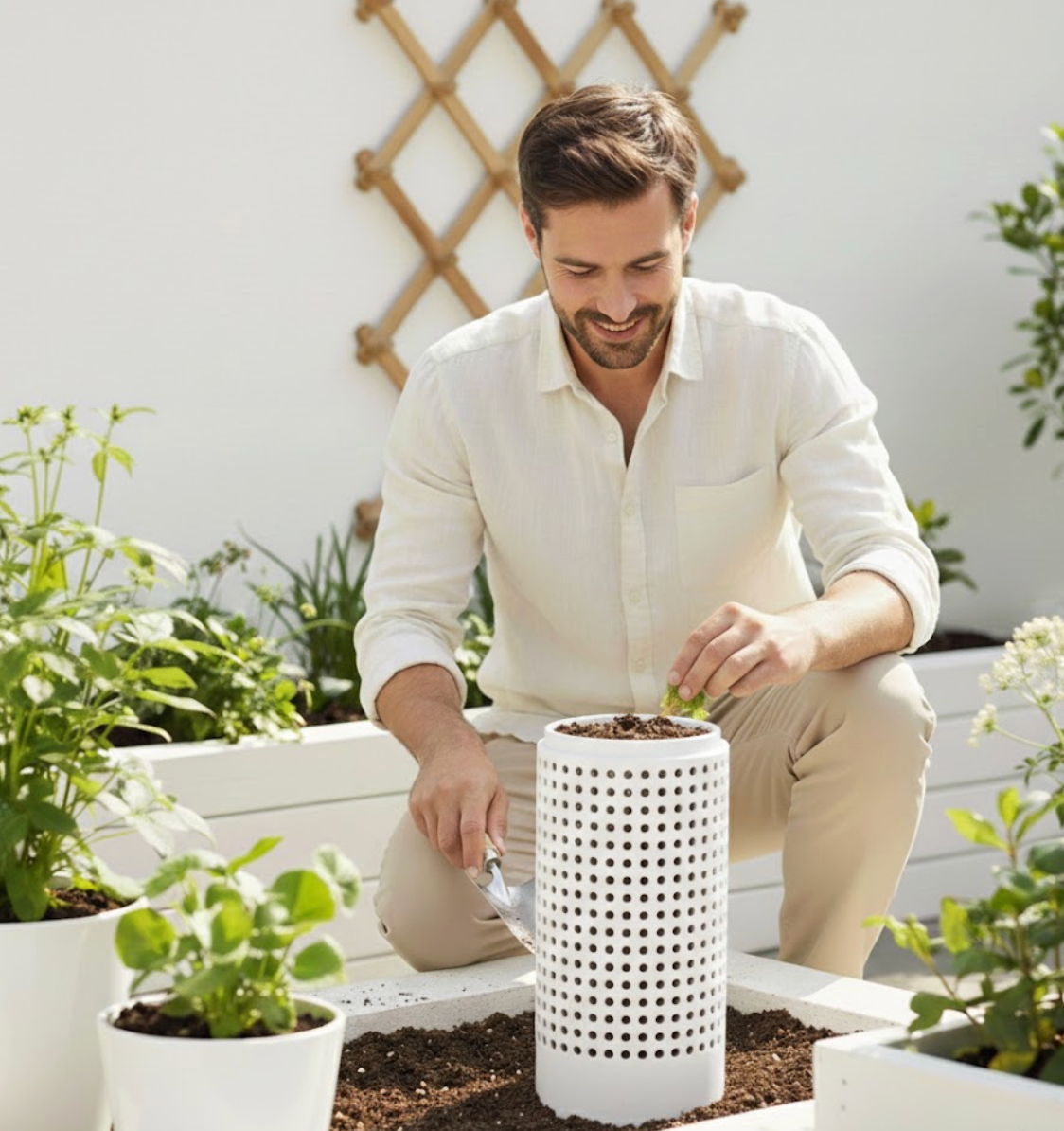 Compact White Earthworm Compost Bin – Garden & Courtyard