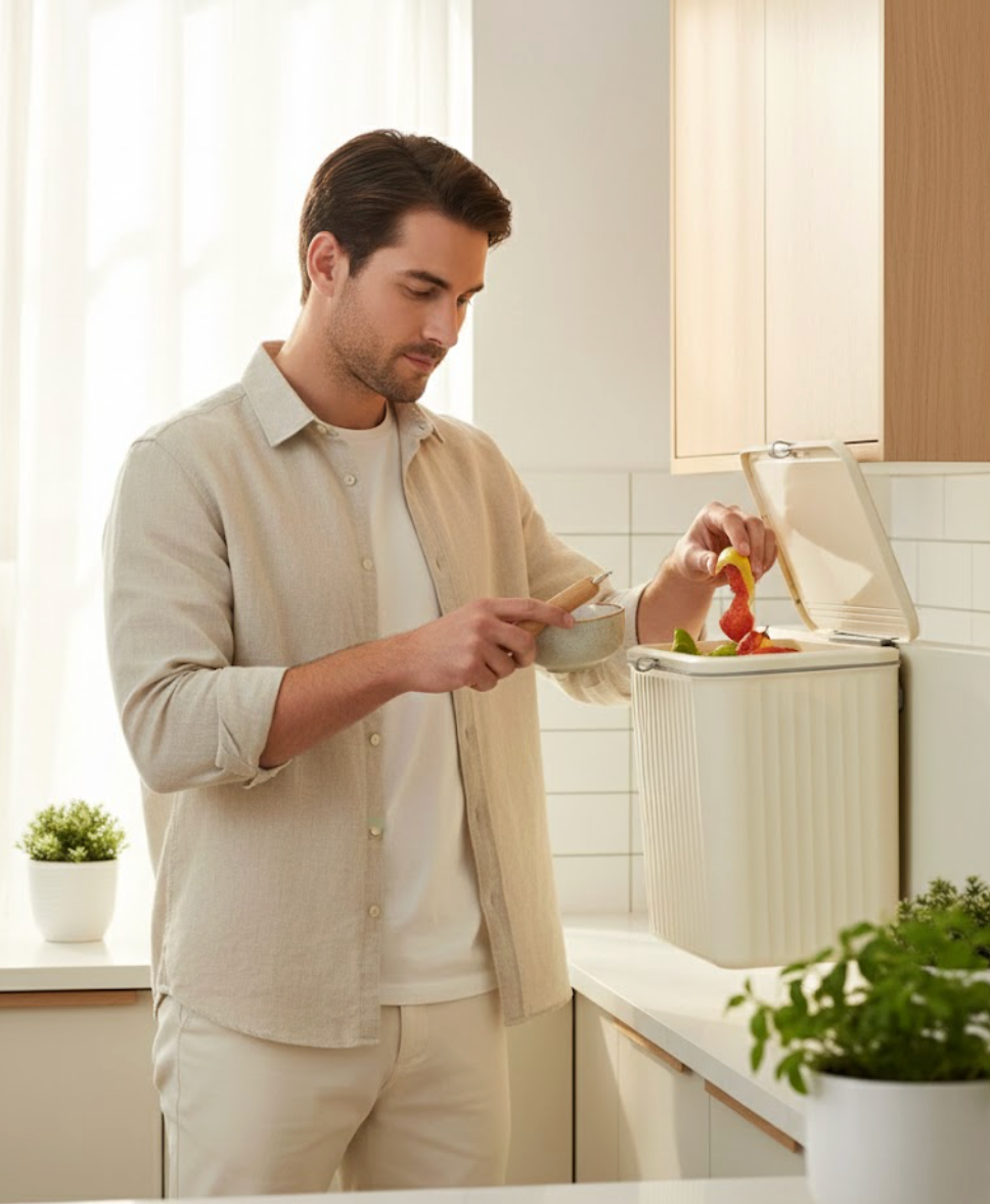 EcoClean™ Countertop Kitchen Compost Bin (8L / 12L)