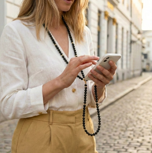 Natural Loop Wooden Phone Lanyard