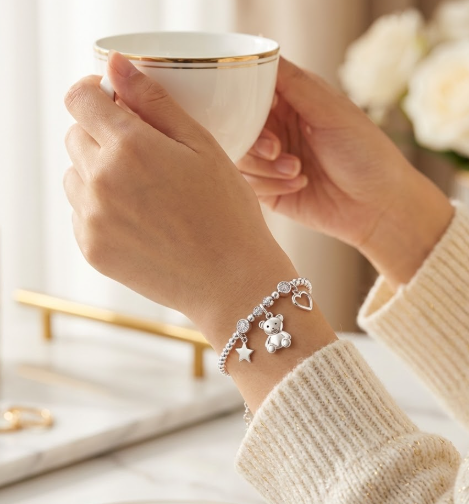 Silver Bear Charm Bracelet