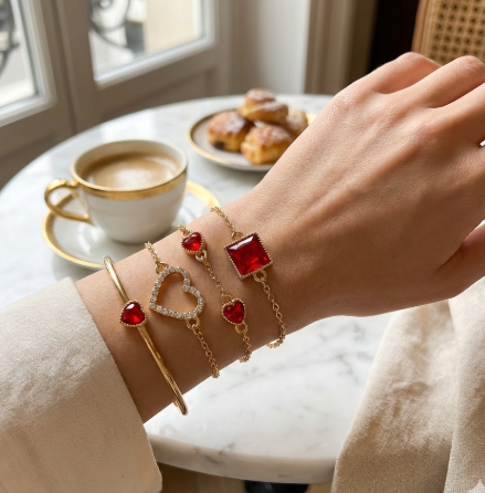 Crimson Charm Bracelet Set